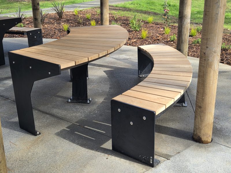 Craigavon Park - Legend Curved Bench with Custom Curved Table